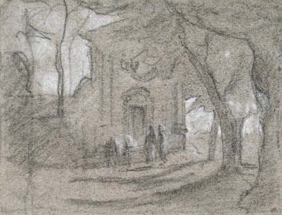 Antonio Fontanesi, landscape with a church